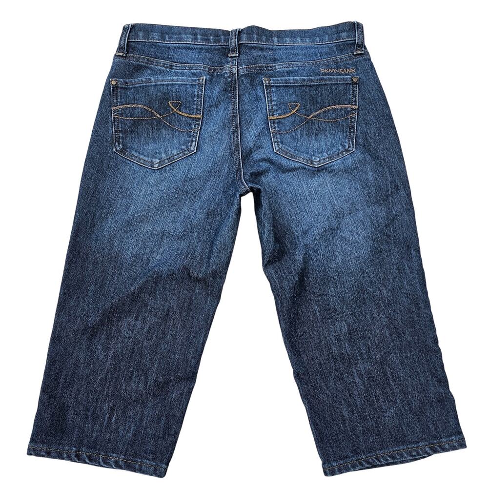 Denim Shorts DKNY Size 6 Dark Wash Stretch Bermuda Short Donna Karan New York - Picture 7 of 7